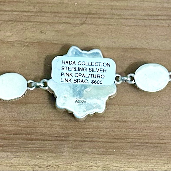 NWT Sterling Silver Pink Opal and Kingman Turquoise Bracelet - Picture 6 of 14